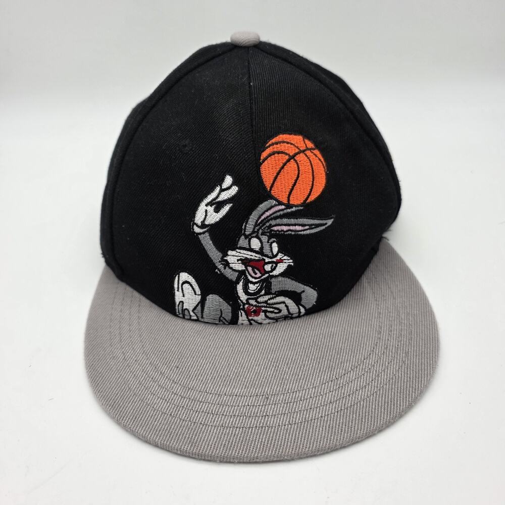 Space Jam Bugs Bunny Basketball Snapback Hat Black Gray Embroidered OSFM